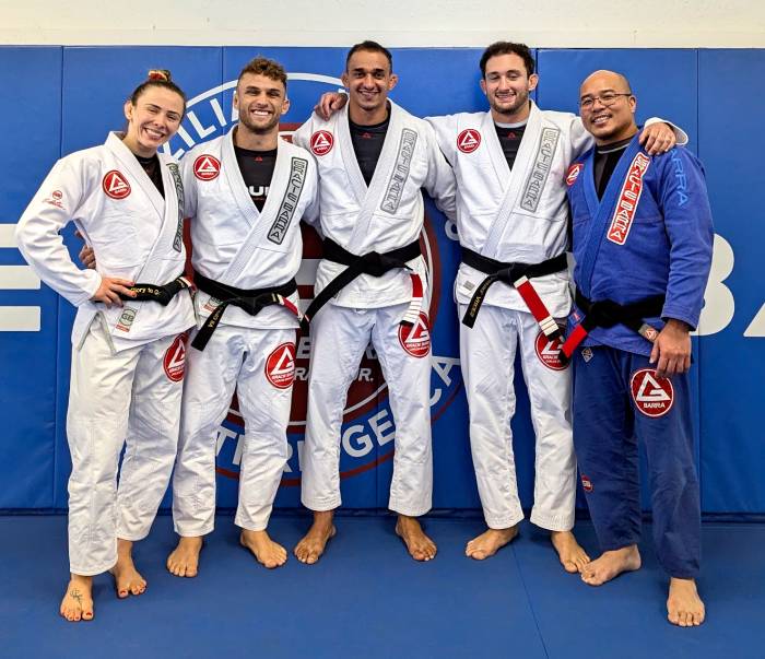 Seeing my former instructors Professors Lucas Valente and Andressa Cintra at Professor Romulo Barral’s gym in Northridge, CA in 2024