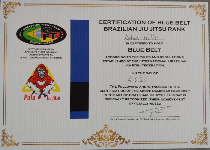 Blue belt · June 4, 2023 · Promoted by Patrick Talmon