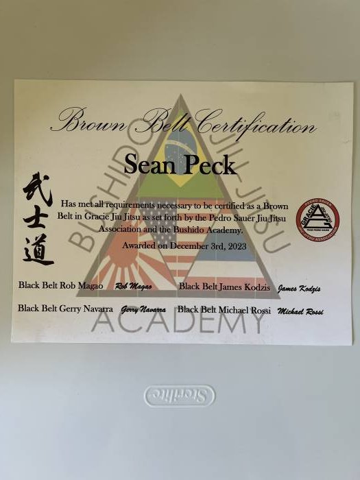 Brown belt · December 3, 2023 · Promoted by Rob Magao
