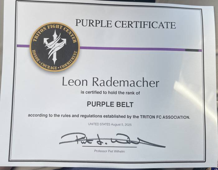 Purple belt · May 5, 2021 · Promoted by Piet Wilhelm