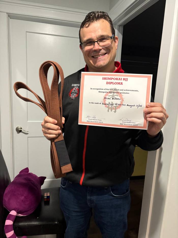 Brown belt · August 11, 2025 · Promoted by Patrick Foley; Katie Foley