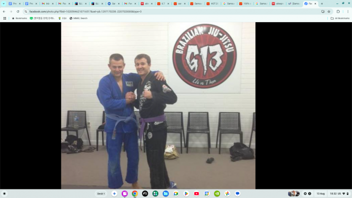 My purple belt promotion under Fabricio Mena (G13 Black belt) April 2016 with newly promoted Blue belt