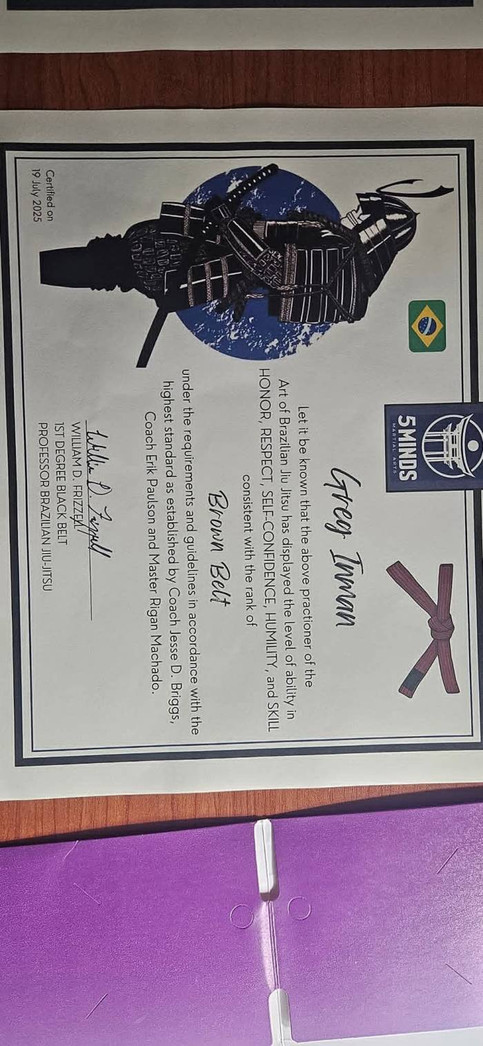 BJJ Brown Belt certification