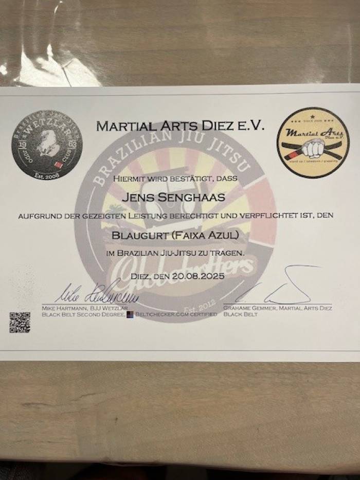 Blue belt · August 20, 2025 · Promoted by Grahame Gemmer