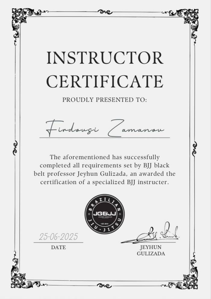 Instructor Certificate