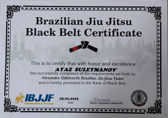 Black belt · February 5, 2022 · Promoted by Jeyhun Gulizada