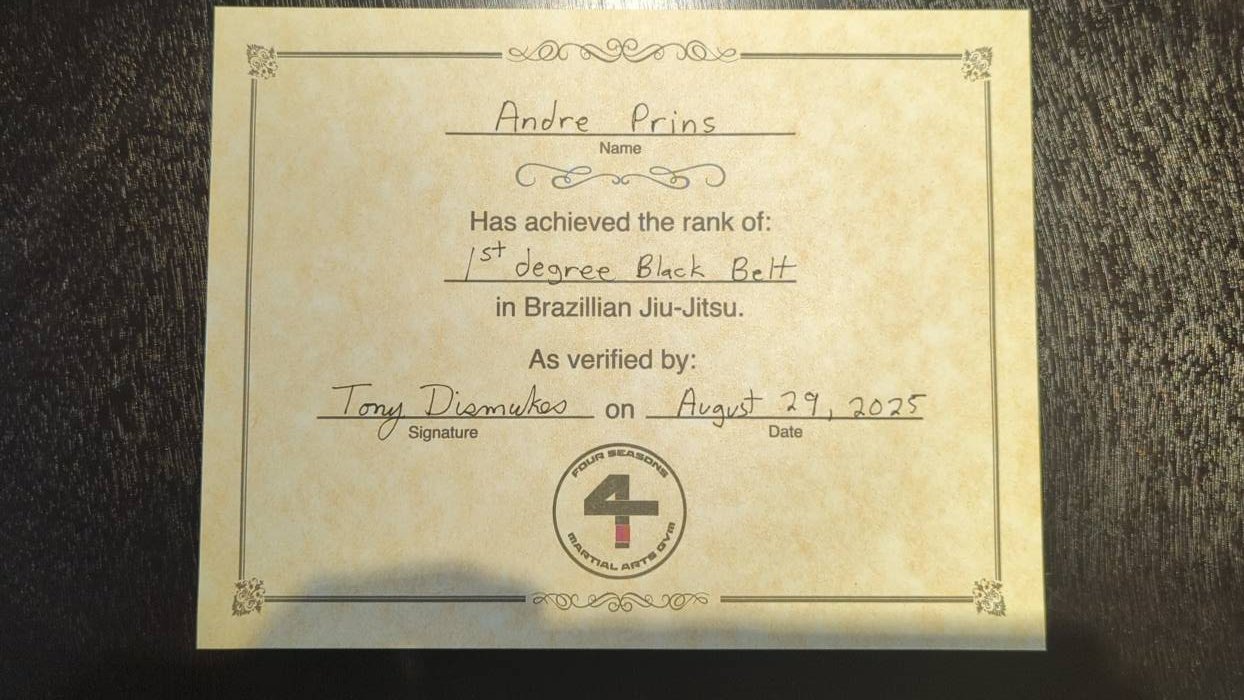 Black belt 1st degree · August 29, 2025 · Promoted by Tony Dismukes
