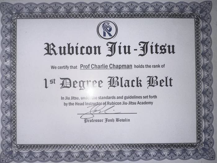 Black belt 1st degree · April 5, 2025 · Promoted by Josh Bolin