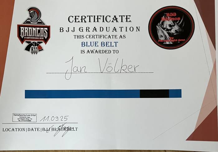 Blue belt · September 11, 2025 · Promoted by Constantin Hayn