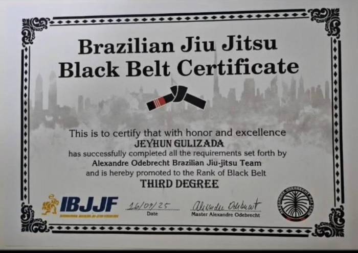 Black belt 3rd degree · September 16, 2022 · Promoted by Alexandre Odebrecht