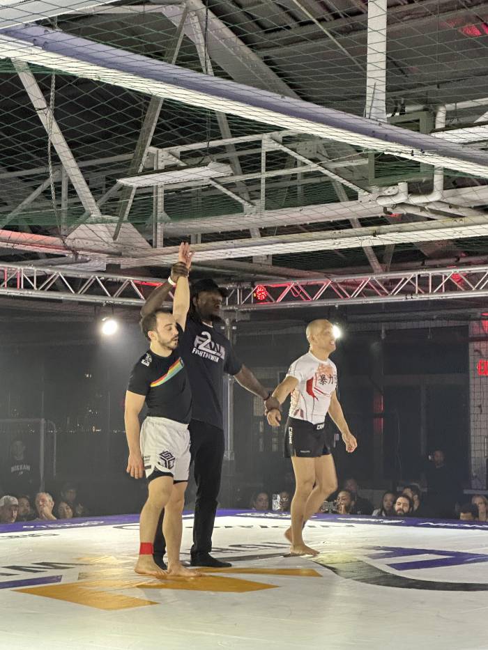 Getting my hand raised at my match at Fight 2 Win 271 in Brooklyn, March 29, 2025