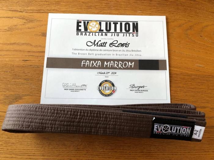 Brown belt · March 23, 2024 · Promoted by Daniel Guillemette