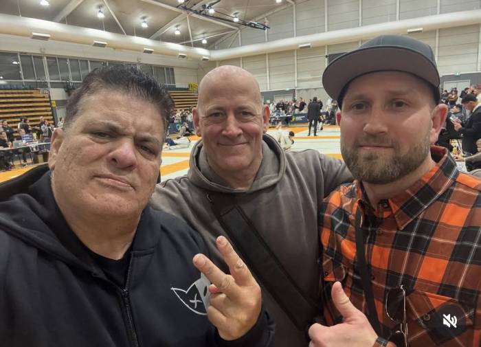 With Geoff Grant and Rigan Machado at the gathering 2025