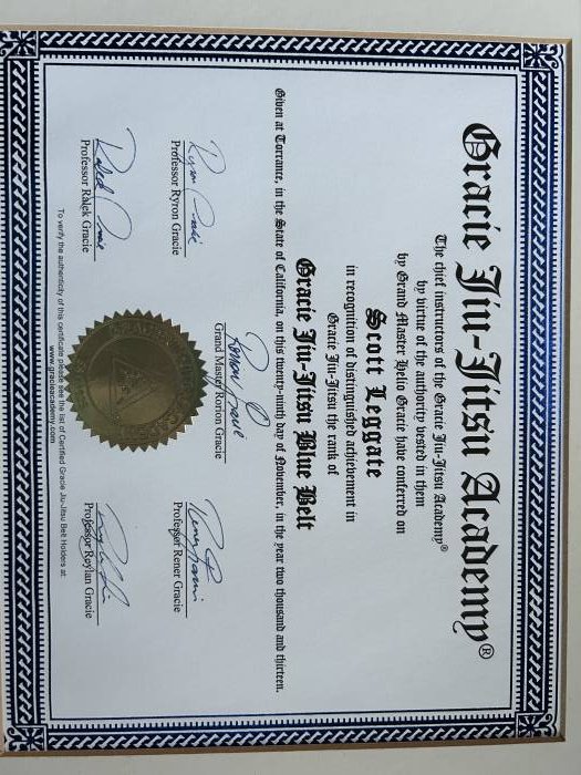 Blue belt · November 29, 2013 · Promoted by Rener Gracie