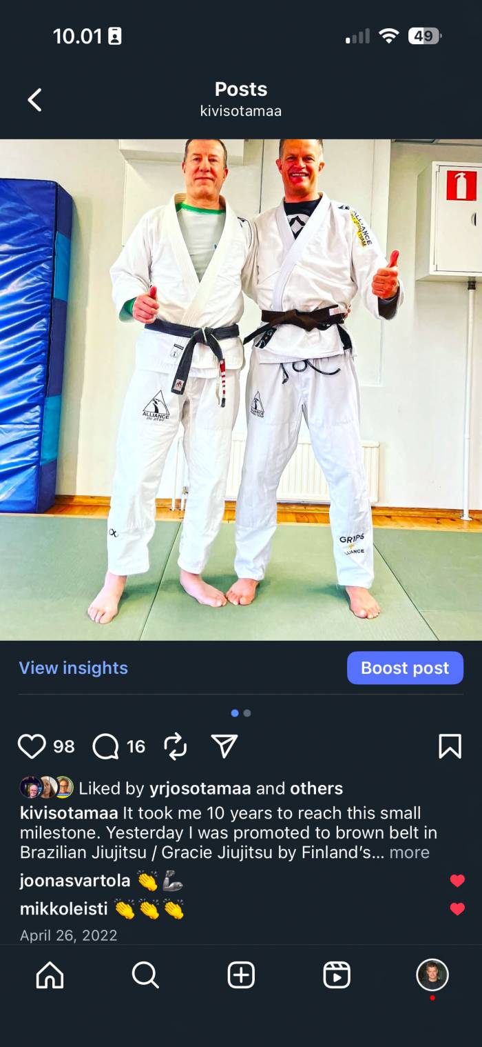 Brown belt · April 26, 2022 · Promoted by Markku Juntunen