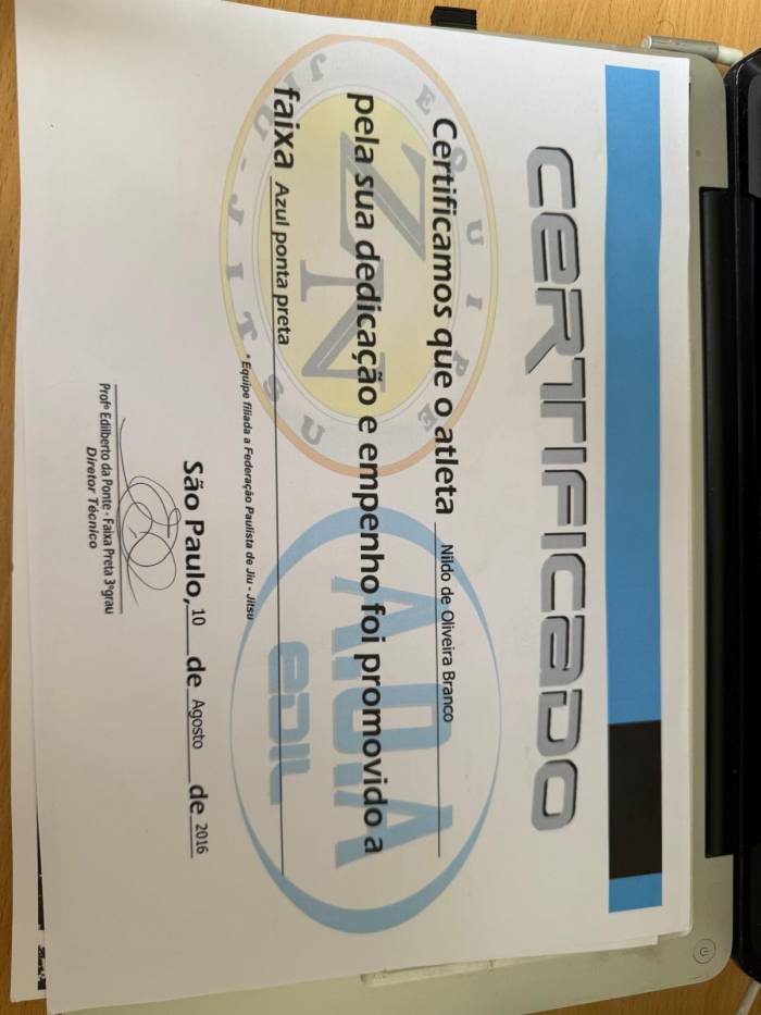Blue belt · August 10, 2016 · Promoted by Edilberto da Ponte