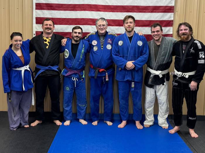 I'm the red faced one on the right end. This was one of the first classes after a year hiatus due to a back injury.