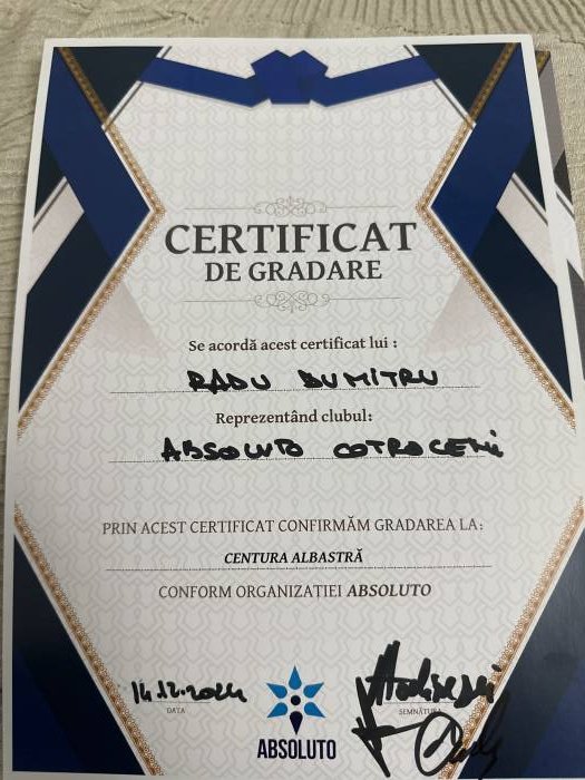 Blue belt · December 14, 2024 · Promoted by Absoluto Bucuresti