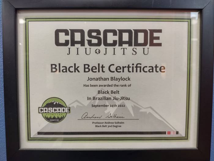 Black belt · September 24, 2022 · Promoted by Andrew Solheim