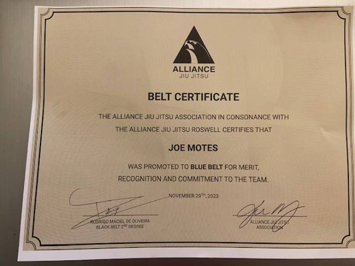 Blue belt · November 29, 2023 · Promoted by Professor Rodrigo Maciel