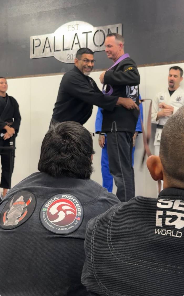 Brown belt promotion by Professor Salvador Flores. July 2, 2025.