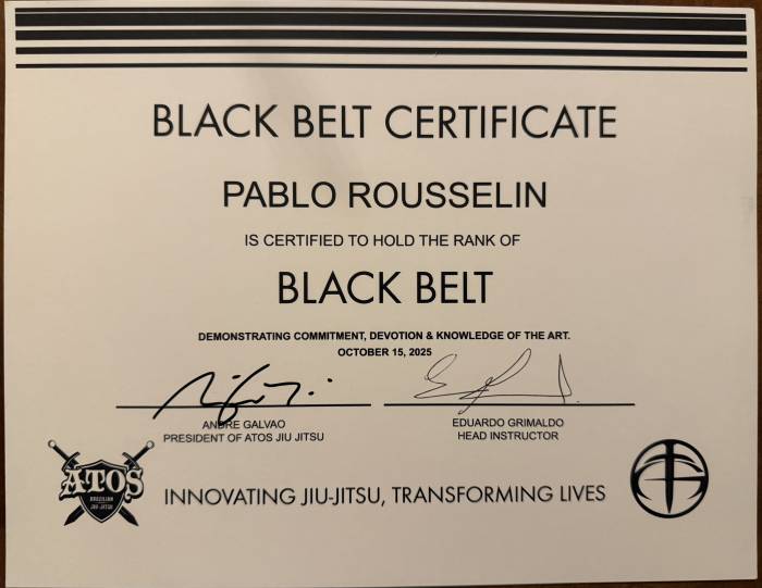 Black belt · October 14, 2025 · Promoted by Eduardo Grimaldo
