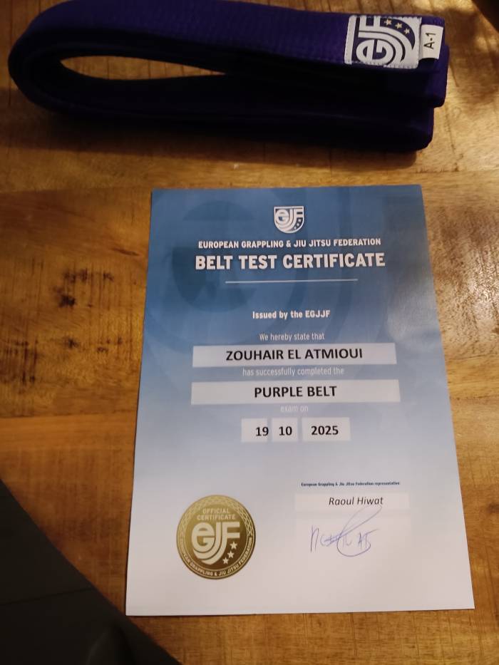 Purple belt · November 19, 2025 · Promoted by Harold Harder