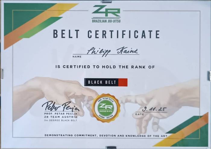 Black belt · November 9, 2025 · Promoted by Petar Pecija