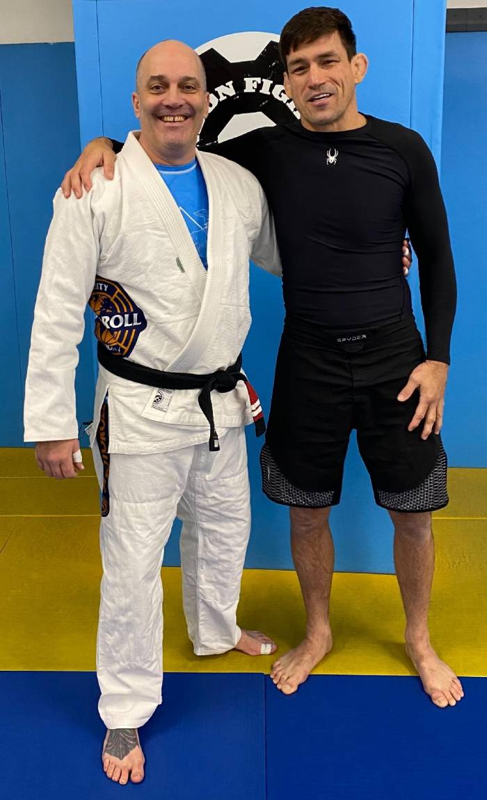 Second degree off Luiz Ribeiro at London Fight Factory at the start of the Demian Maia seminar 2022