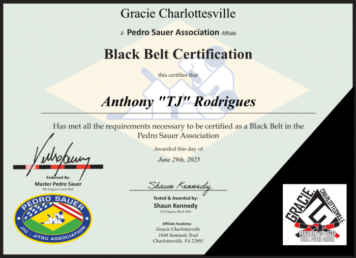 Black belt · June 29, 2025 · Promoted by Shaun Kennedy