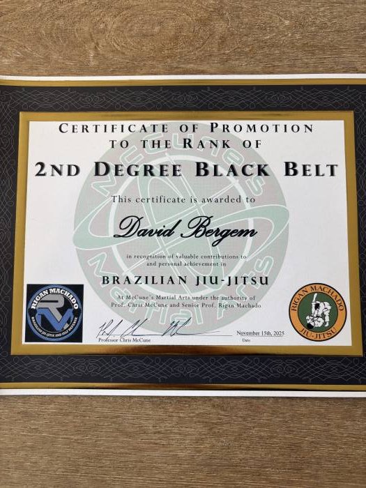 Black belt 2nd degree · November 15, 2025 · Promoted by Chris McCune