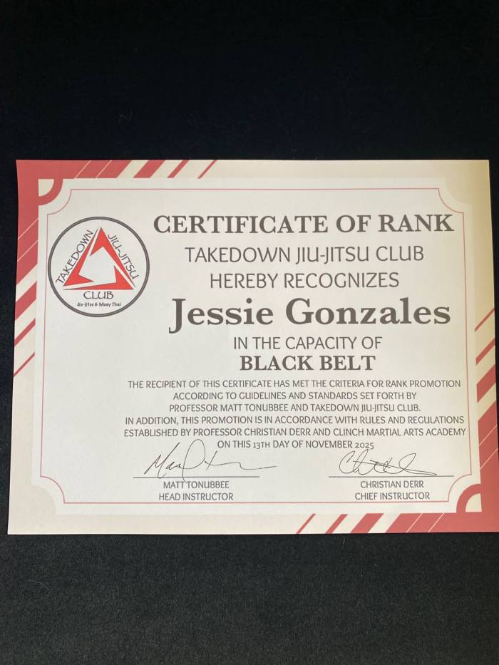 Black belt · November 13, 2025 · Promoted by Matt Tonubbee