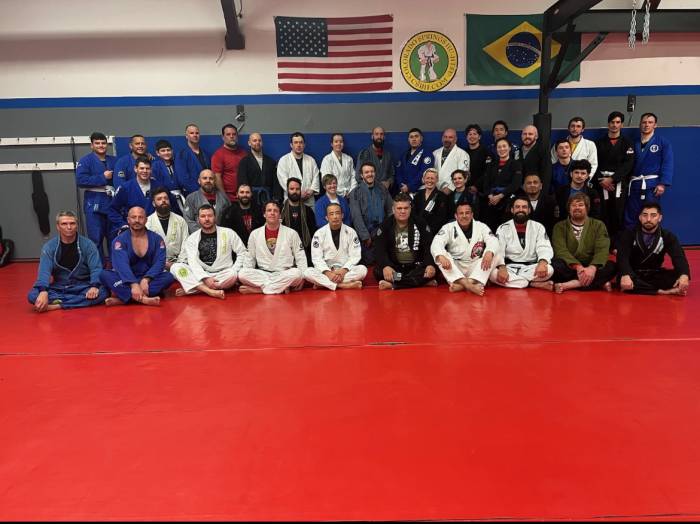 Rigan Machado Seminar (January 2024) My first seminar (Back row, 3rd from right, white gi)