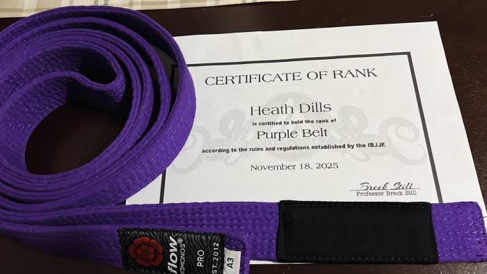 Purple belt · November 18, 2025 · Promoted by Breck Still