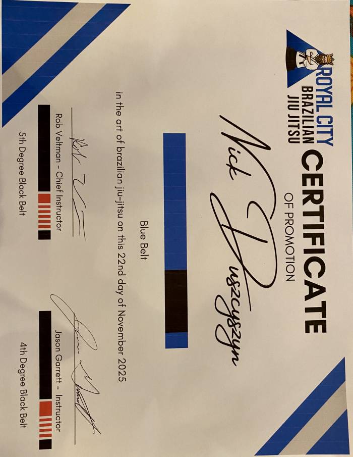 Blue belt · November 22, 2025 · Promoted by Robert Veltman