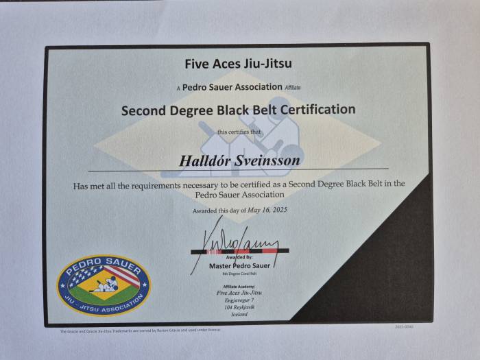 Black belt 2nd degree · November 22, 2025 · Promoted by Pedro Sauer