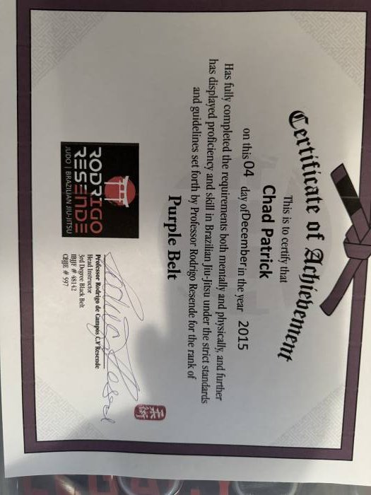 Purple belt · December 4, 2015 · Promoted by Rodrigo Resende
