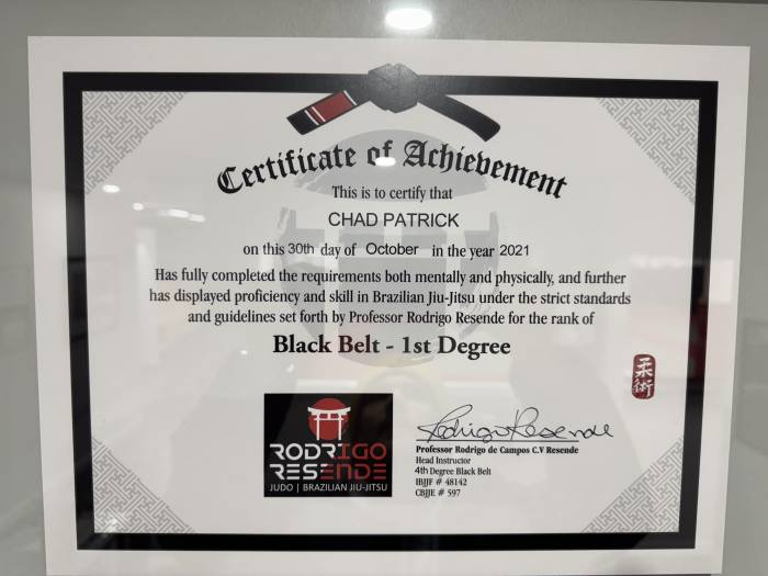 Black belt 1st degree · October 30, 2021 · Promoted by Rodrigo Resende