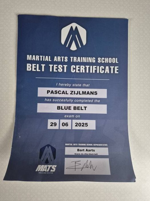 Blue belt · June 29, 2025 · Promoted by Bart Aarts
