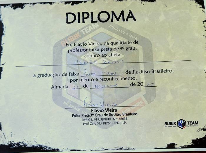 Black belt 1st degree · November 22, 2025 · Promoted by Flávio Vieira