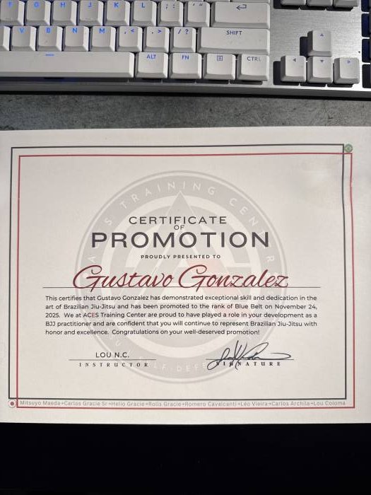 Blue belt · November 24, 2025 · Promoted by Lou Coloma