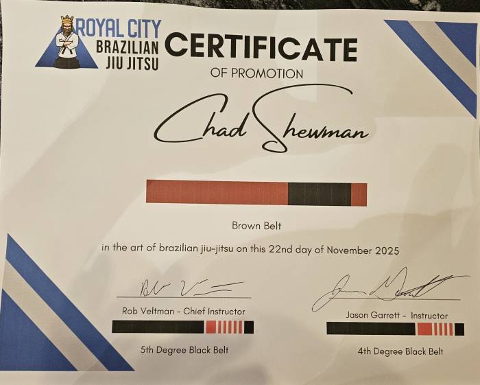 Brown belt · November 22, 2025 · Promoted by Robert Veltman