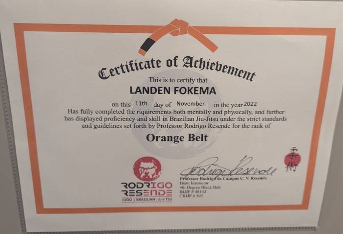 Orange belt · November 11, 2022 · Promoted by Rodrigo Resende