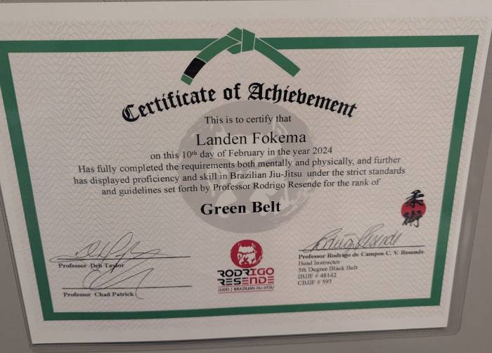 Green belt · February 10, 2024 · Promoted by Rodrigo Resende, Deb Taylor, Chad Degenhardt (Patrick)