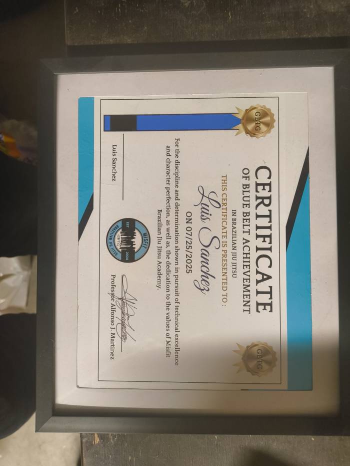 Blue belt · July 25, 2025 · Promoted by Alfonso Martinez