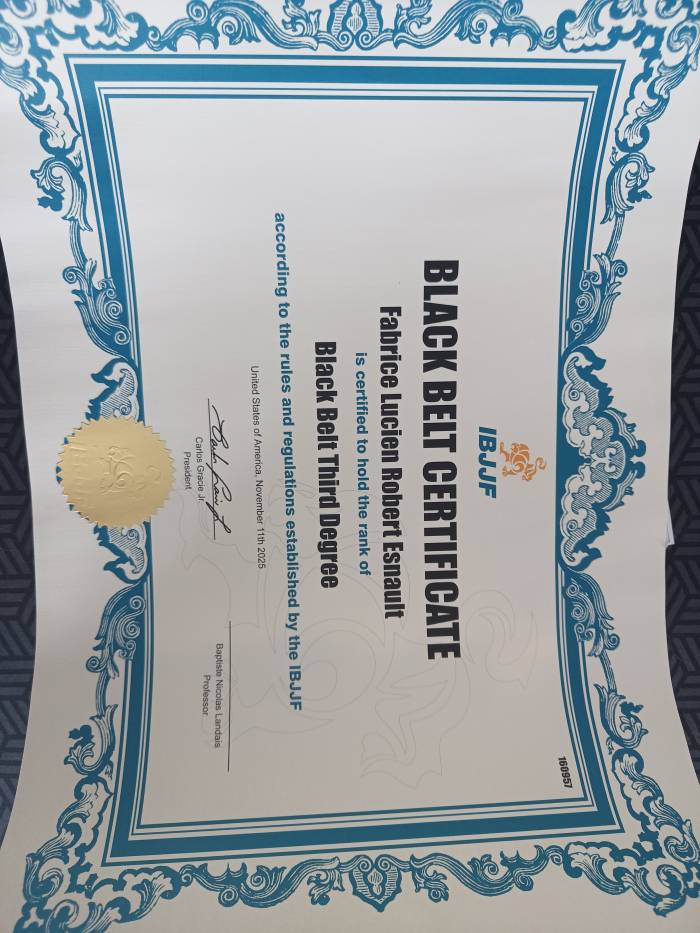Black belt 3rd degree · November 11, 2025 · Promoted by Baptiste LANDAIS