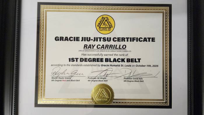 Black belt 1st degree · October 18, 2025 · Promoted by JW Wright
