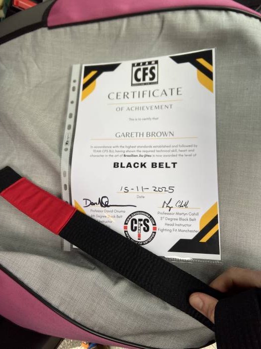 Black belt · November 15, 2025 · Promoted by Martyn Cahill