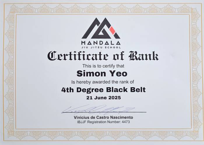 Black belt 4th degree · July 2, 2022 · Promoted by Vinicius De Castro