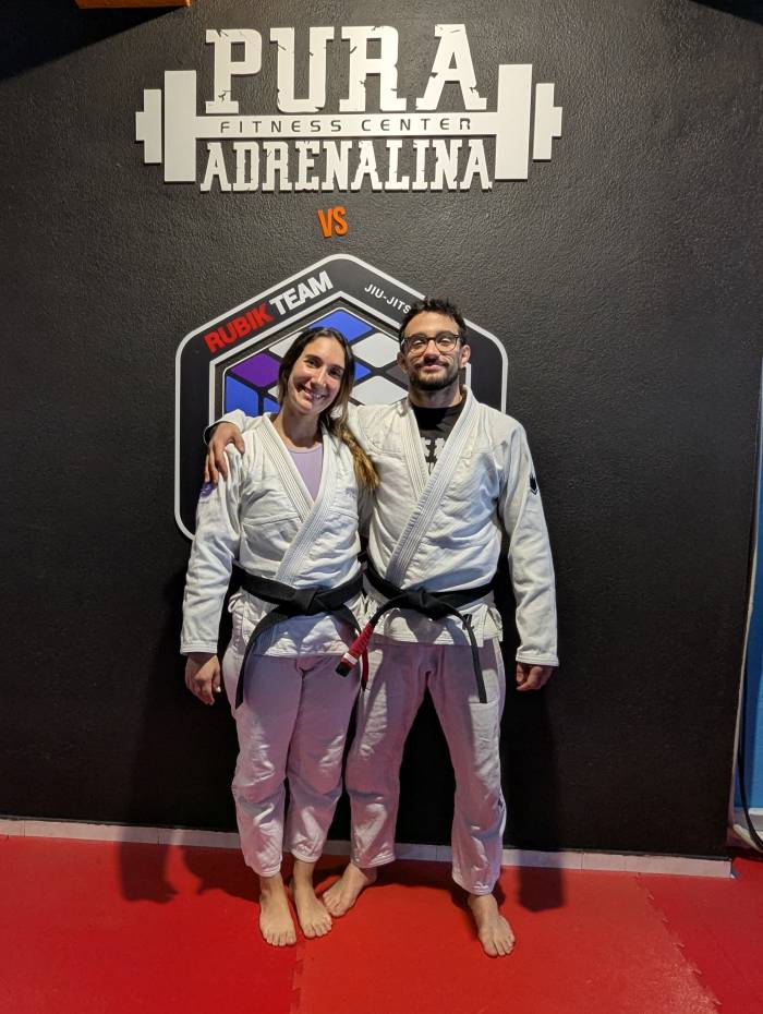 Me and my wife the day I got my 1st black belt degree